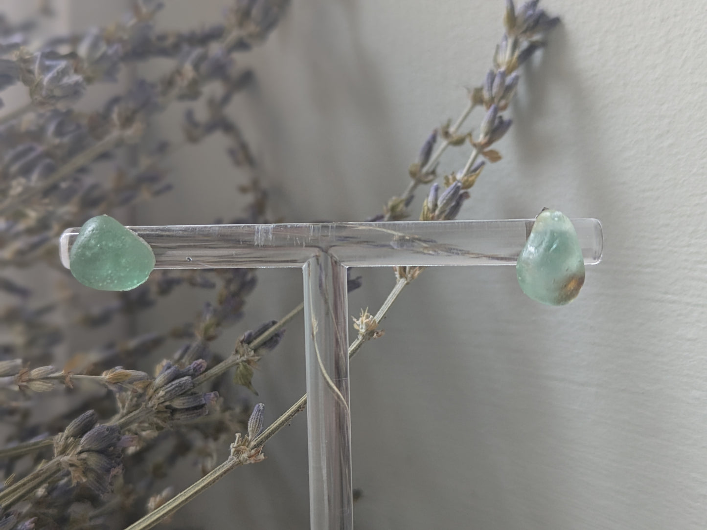 Sea Glass solid silver studs